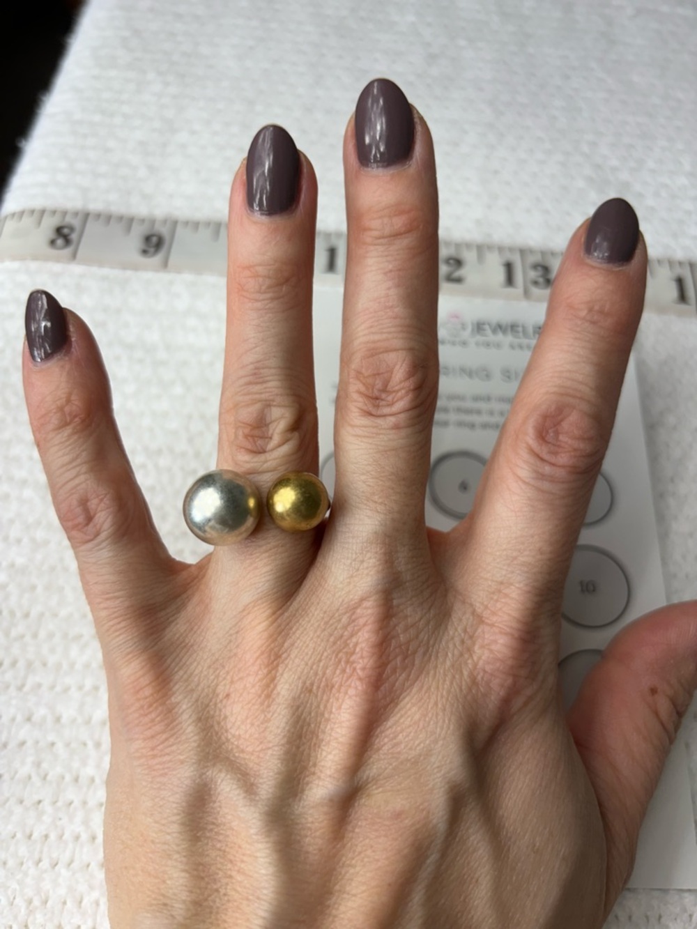 Two-Tone Spherical Statement Ring - Silver & Gold Size 7